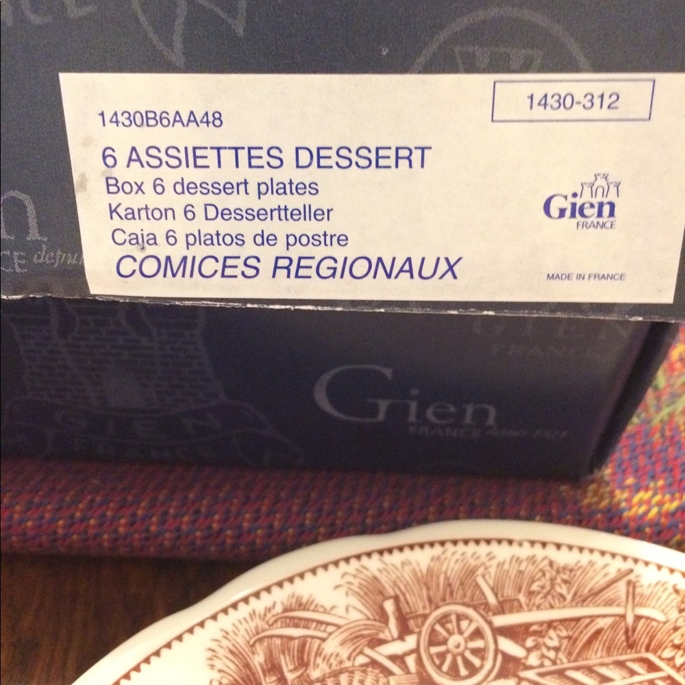 Set of 6 Gien France desert plates - Picture 2 of 7